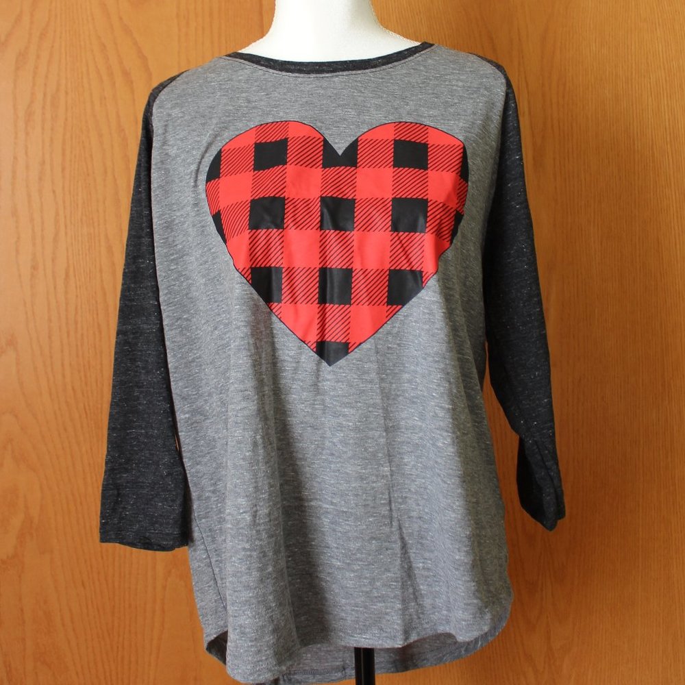 Ladies Raglan Long Sleeve T-Shirt Heart X-Large